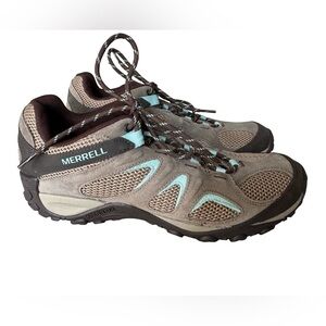 Merrell Yokota 2 Trail Hiking Shoes Women’s Size 11 Lace Up Brown Aqua J78636
